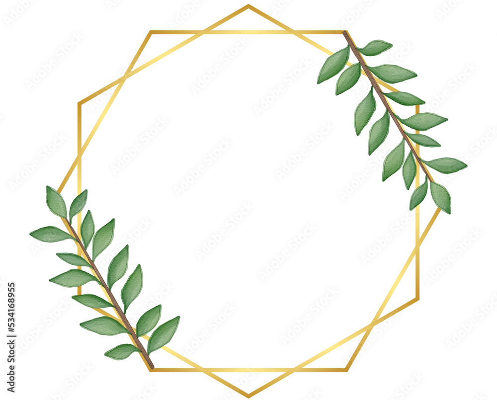 Gold Border Frame with Leaf Gold Border Frame with Leaf