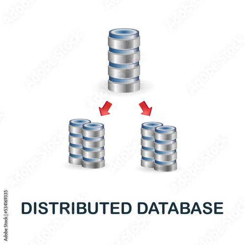 Distributed Database icon. 3d illustration from data science collection. Creative Distributed Database 3d icon for web design, templates, infographics and more