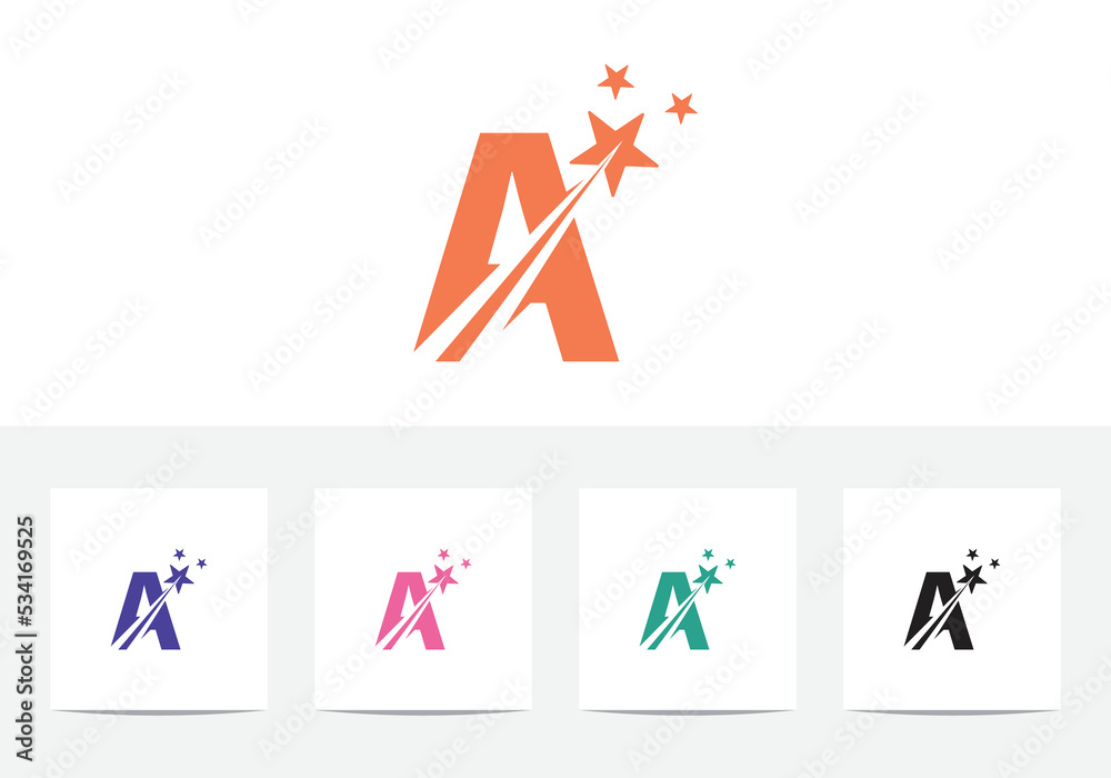 Initial letter A with Star Logo design Initial letter A with Star Logo design