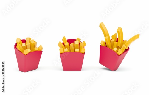 Set French Fries. 3D Illustration