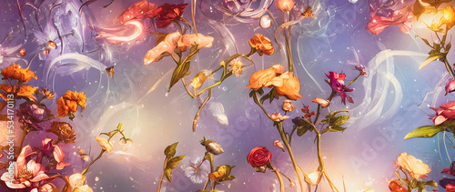 Artistic concept painting of a beautiful flowers  background illustration.