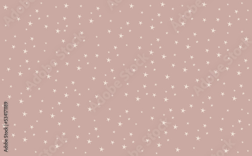 Seamless pattern with stars on pink background. Nursery's room wall art. Vector illustration. Design for greeting cards, prints, postcards, fabric