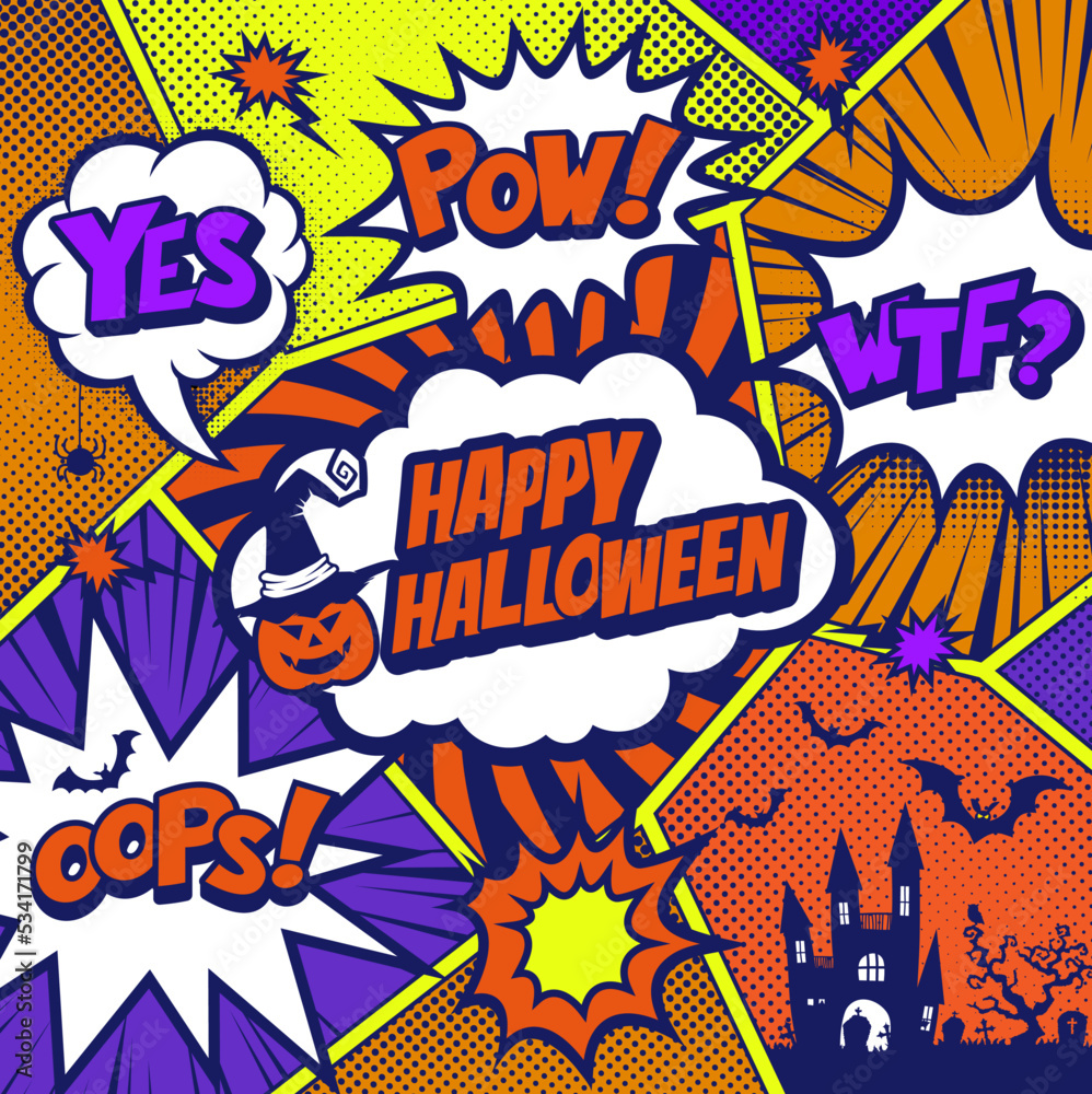Fototapeta premium The pop art style, Comic book concept HALLOWEEN speech bubble.