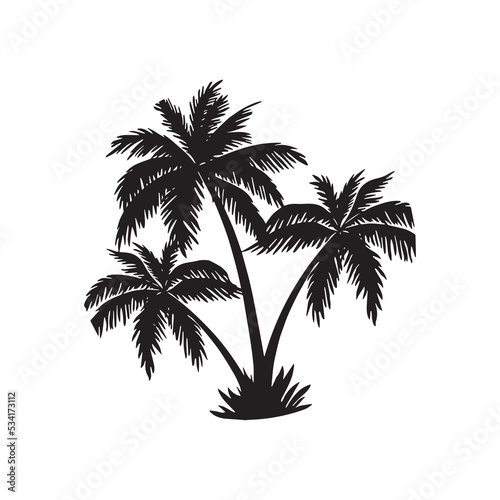 Black palm trees set isolated on white background icon or logo isolated sign symbol design vector illustration high quality black style