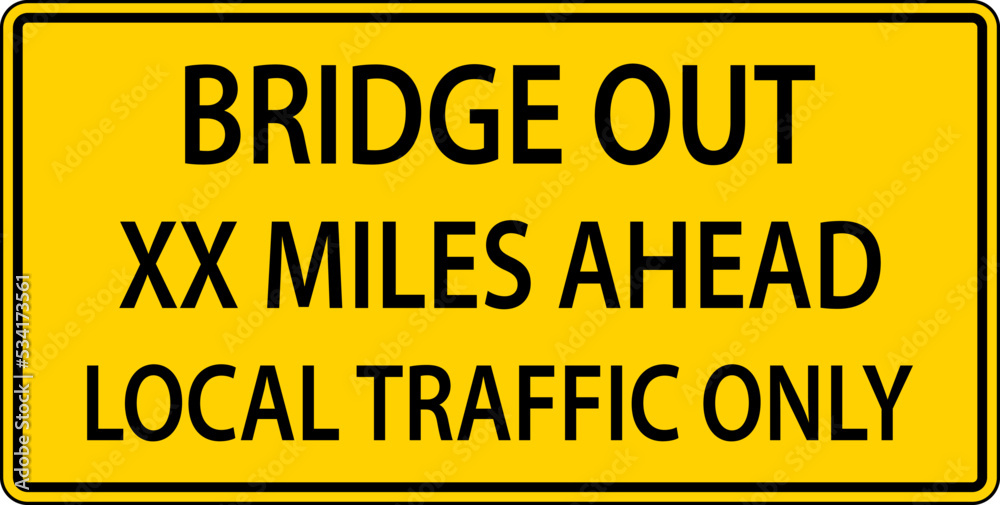 Bridge Closed Ahead Sign On White Background Bridge Closed Ahead Sign On White Background