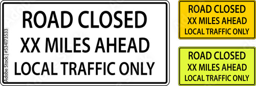 Road Closed Ahead Sign On White Background