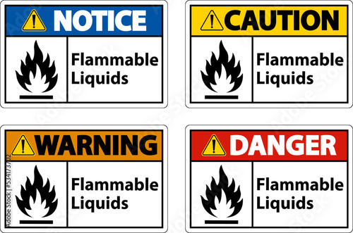 Flammable Liquids Sign On White Background