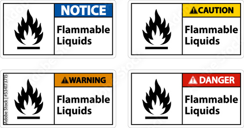 Flammable Liquids Sign On White Background
