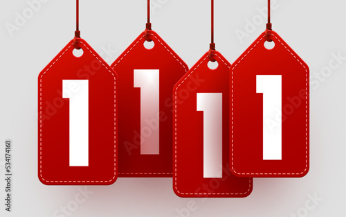 11.11 Shopping day sale. Global shopping world day. 11.11 Crazy sales online.