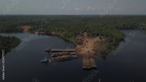 Deforestation of the Amazon rainforest along the Tocantins River - aerial view photo