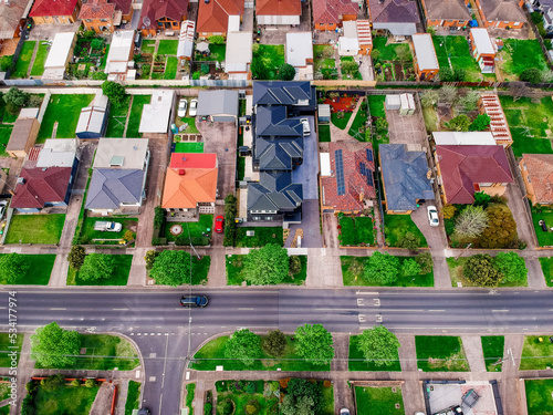 Construction of Brick Veneer town houses in Melbourne Victoria Australian Suburbia 