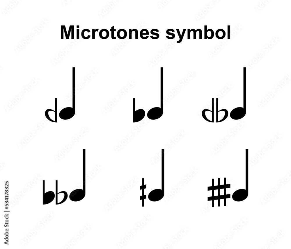 Microtones symbol musical notation vector black color isolated on white