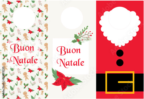 Merry christmas kit, tag, wine tag, wishlist, menu vector illustration