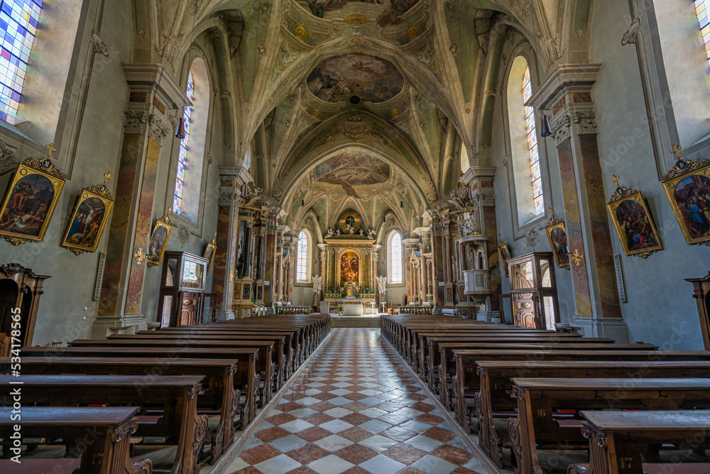 Interior sight in Saint Michael Church in Bressanone. Province of Bolzano, Trentino Alto Adige, Italy.