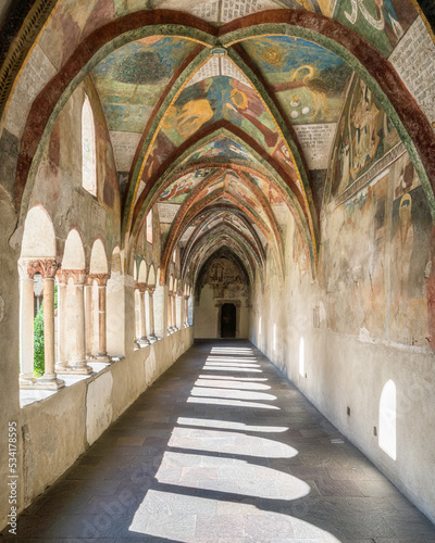 Fototapeta Naklejka Na Ścianę i Meble -  The marvelous frescoed cloister in the Duomo of Bressanone. Province of Bolzano, Trentino Alto Adige, Italy. 