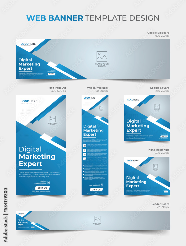 Geometric corporate business web banner template design, social media cover template collection