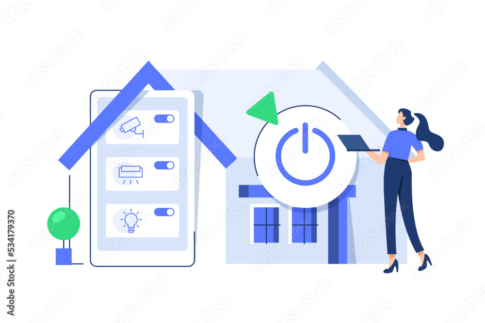 Smart home manager or home automation system vector illustration. Centralized control of lighting Smart home manager or home automation system vector illustration. Centralized control of lighting
