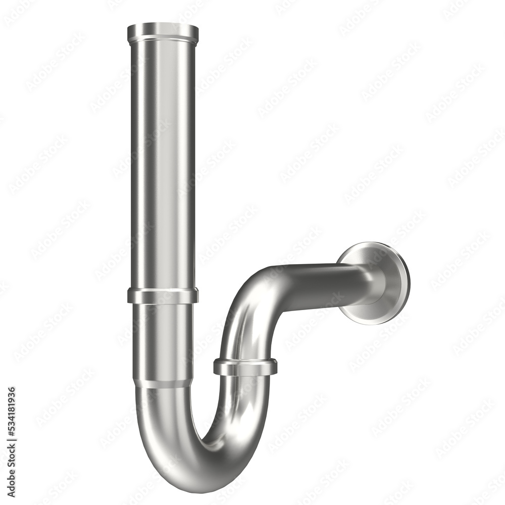 3d rendering illustration of a basin sink siphon 3d rendering illustration of a basin sink siphon