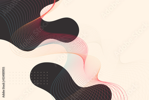 Abstract splash spots and grid wave background. Smooth flowing wavy shapes vector illustration