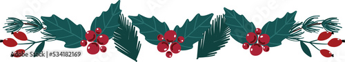 Floral winter florwer border, christmas decorative element