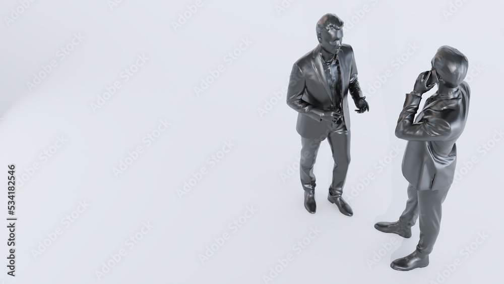 3D render of black statue of businessman isolated on white background. 3D render of black statue of businessman isolated on white background.