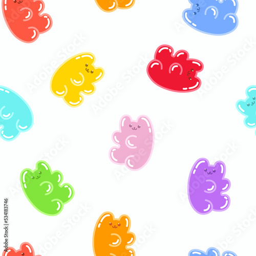 Fototapeta Naklejka Na Ścianę i Meble -  Gummy bear cute vector seamless pattern