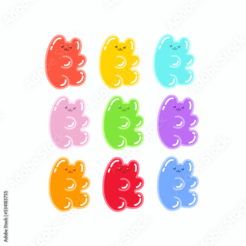 Gummy bear cute vector set