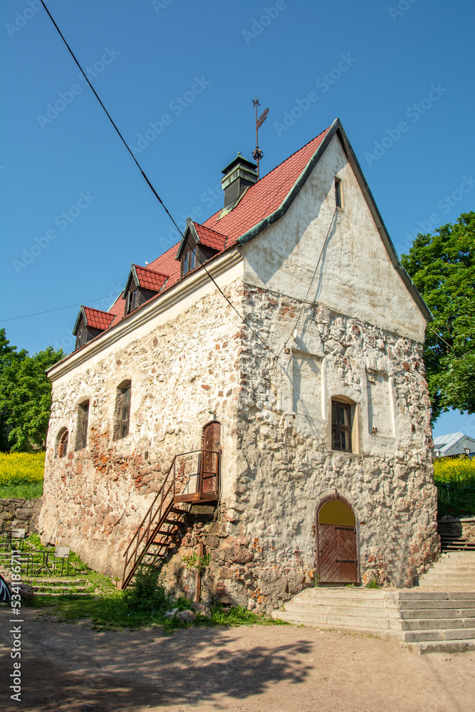 16th century Burgher House or town dweller's house built of boulders in the town of Vyborg in Leningrad Oblast, Russia