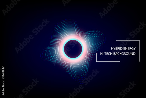 abstract background with glowing circles, modern technology concept illustration, modern hybrid energy, hi-tech technology vector illustration.