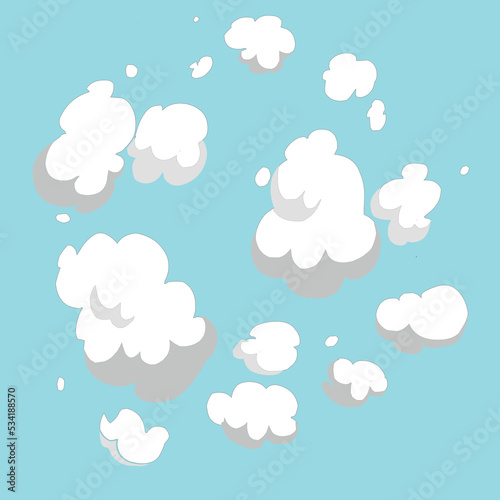 Set of white clouds on light blue background