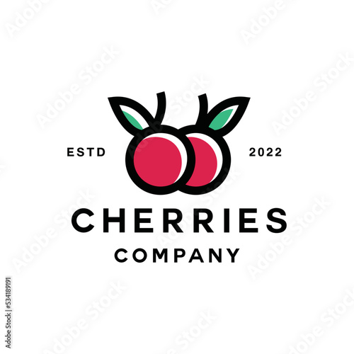 Fruits Cherries Logo vector design graphic emblem