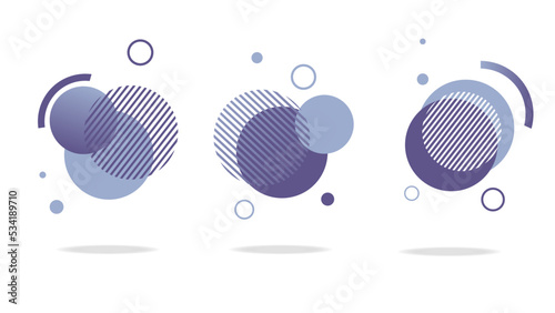 Set of round abstract badges, icons or shapes in trendy colors.