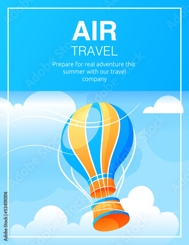 Wallpaper Mural Air traveling in cloudy sky vector cartoon poster concept. Torontodigital.ca