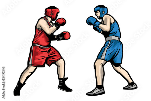Two professional boxer boxing - vector illustration © Monster_Design