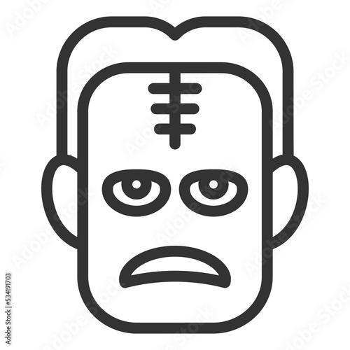 Frankenstein head - icon, illustration on white background, outline style