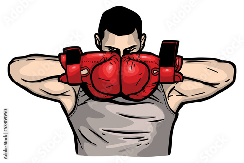 Professionl muscular man boxer - vector illustration