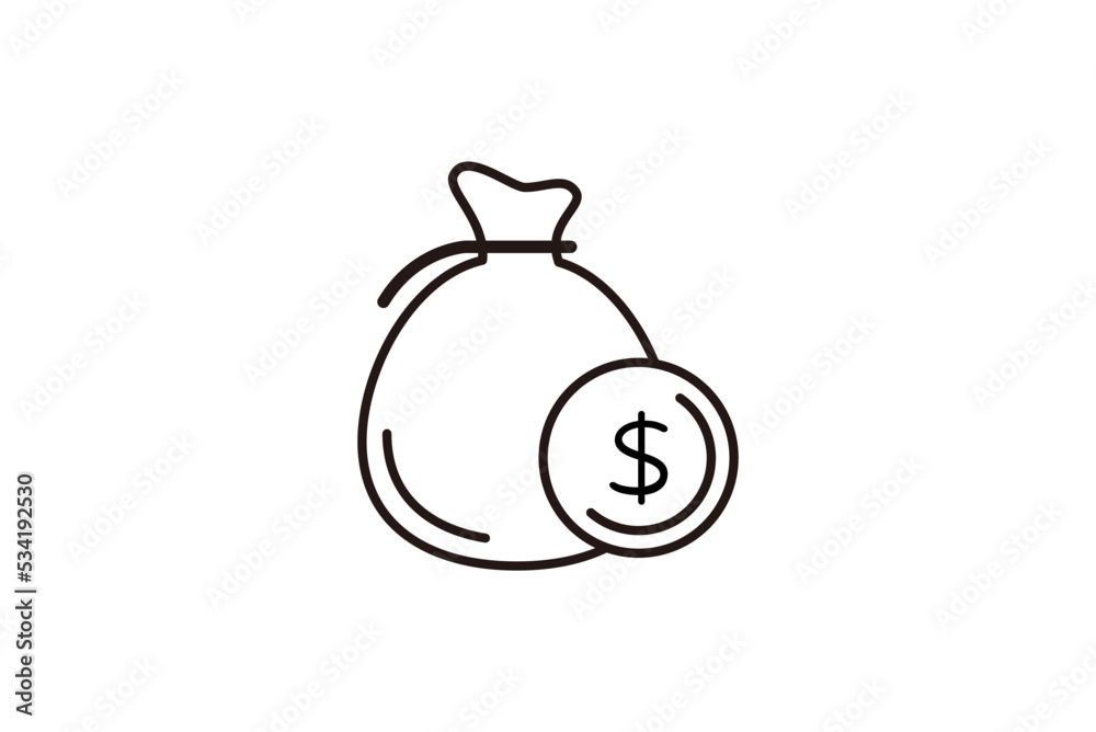 ドル記号の通貨と袋