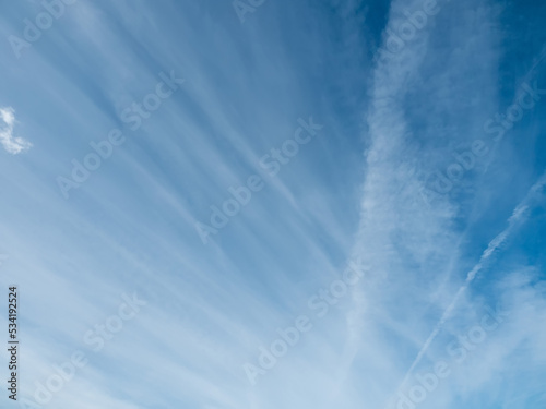 Blue sky with white clouds. Nature background for design purpose and sky replacement.