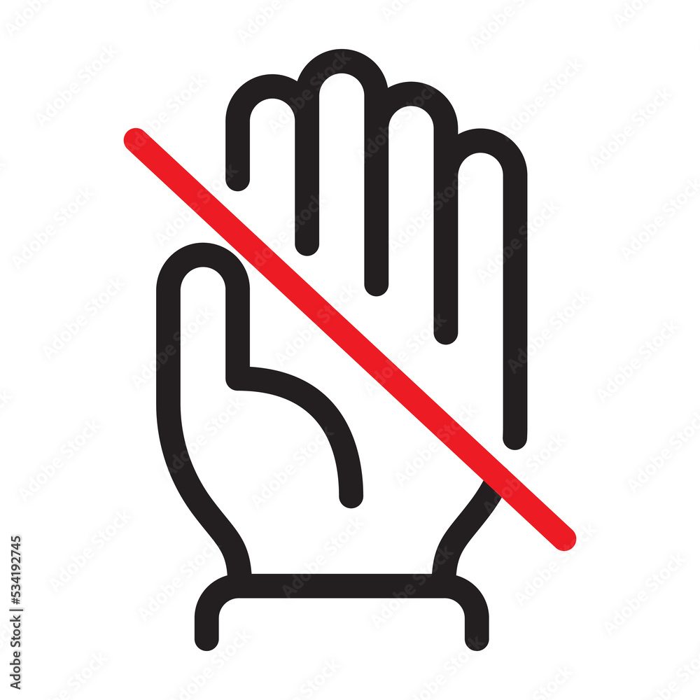 Do not touch hand icon. Stop or forbidden line sign vector illustration