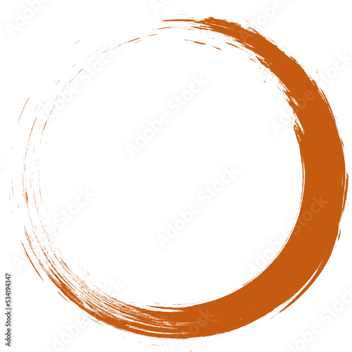 Brown circle brush stroke vector isolated on white background. Brown enso zen circle brush stroke. For stamp, seal, ink and paintbrush design template. Grunge hand drawn circle shape, vector