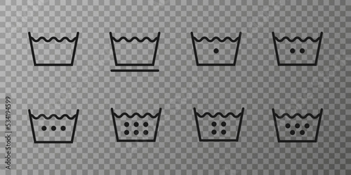 Laundry washing symbols, icons for drying. Vector illustration.
