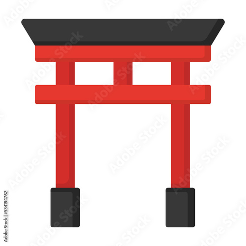 Vector graphic of torii gate Japan red gate illustration with flat design style. Suitable for content design asset