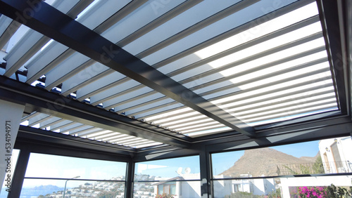 Pergola awning in the sunshine photo