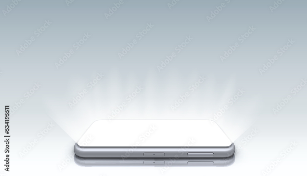 Smartphone mobile screen, technology mobile display light. Vector
