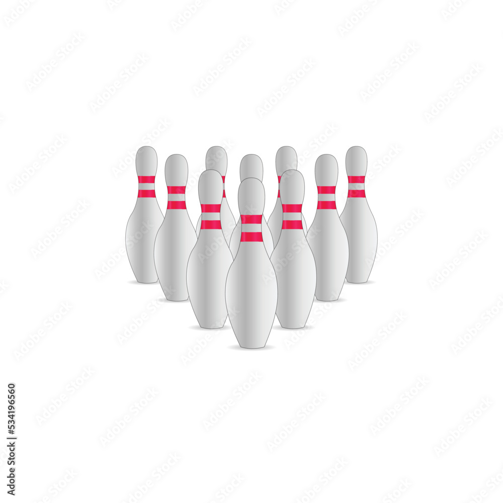 Bowling pins set 3d vector graphics Bowling pins set 3d vector graphics