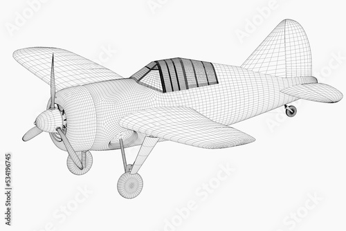 3d illustration. F2A Buffalo American fighter