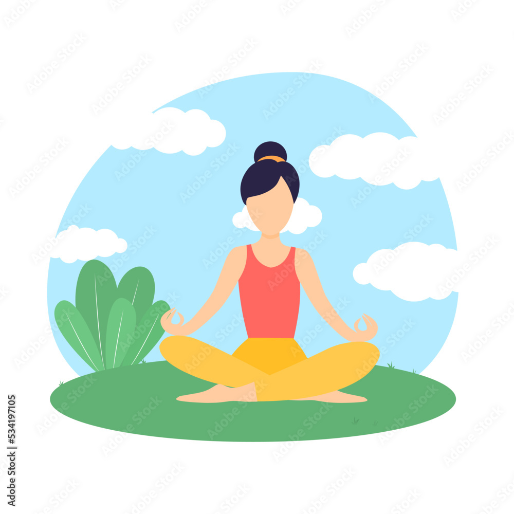 custom made wallpaper toronto digitalYoga Fitness Concept. Silhouette of woman doing asana for International Yoga Day Lotos. Nature. Vector