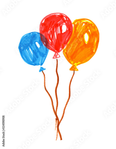 Felt pen childlike drawing of balloons
