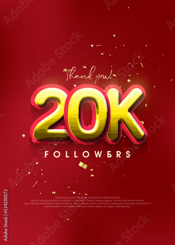 Elegant thanks for 20K followers, design for social media posts.