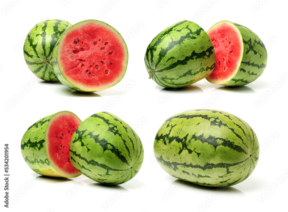 A half of fresh watermelon isolated on white background A half of fresh watermelon isolated on white background